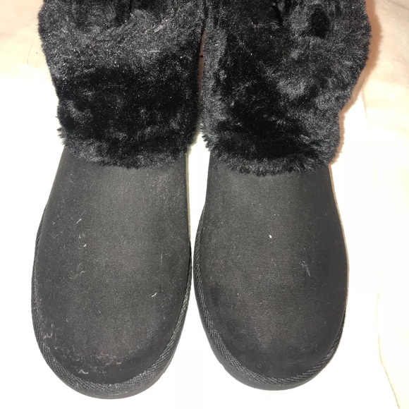 Black fleece bow tie boots - Picture 2 of 3